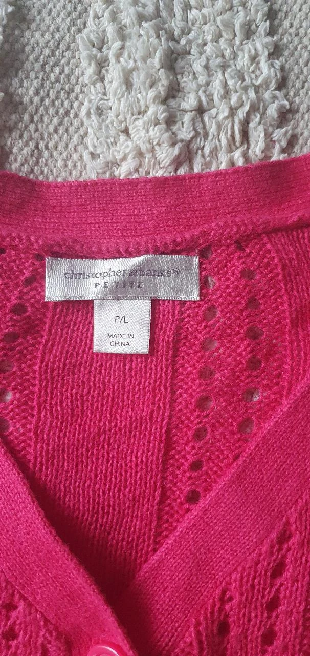 Suéter feminino rosa fúcsia aberto – Tamanho G – Christopher & Banks – photo 3